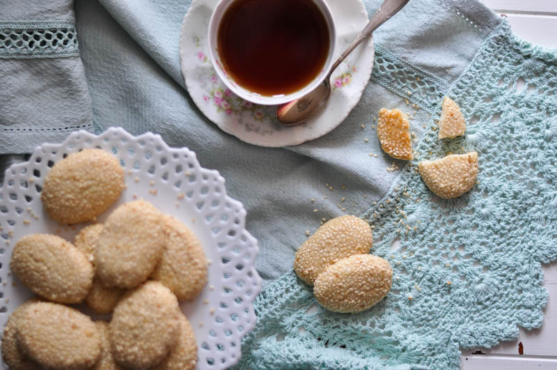 Sesame Seed Butter Cookies Sifting Focus