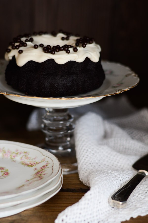 Black Cocoa Bundt Cake with Butter Bourbon Glaze : Sifting Focus