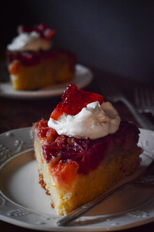 Upside Down Blood Orange And Polenta Cake Recipe Sifting Focus